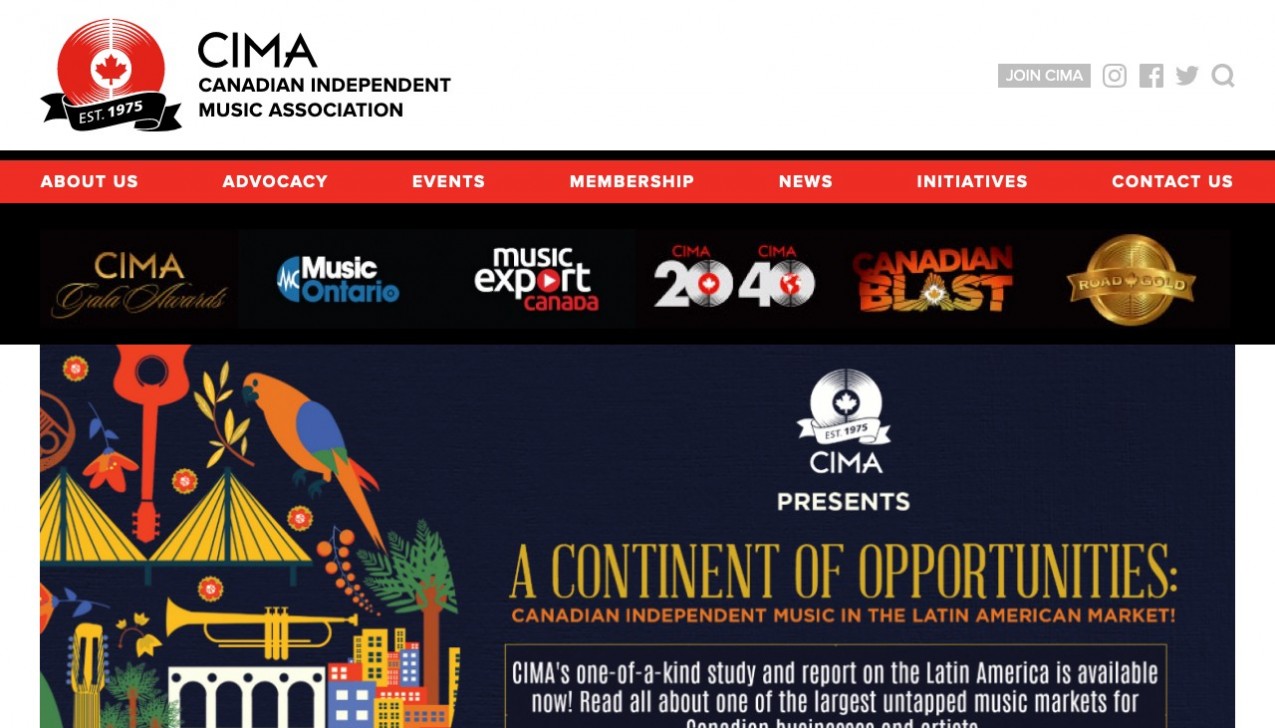 "Canadian Independent Music Association" Project Main Screenshot
