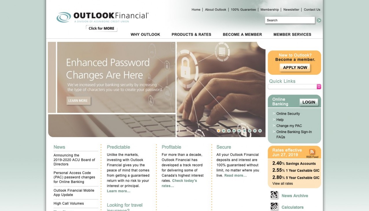 "Outlook Financial" Project Main Screenshot
